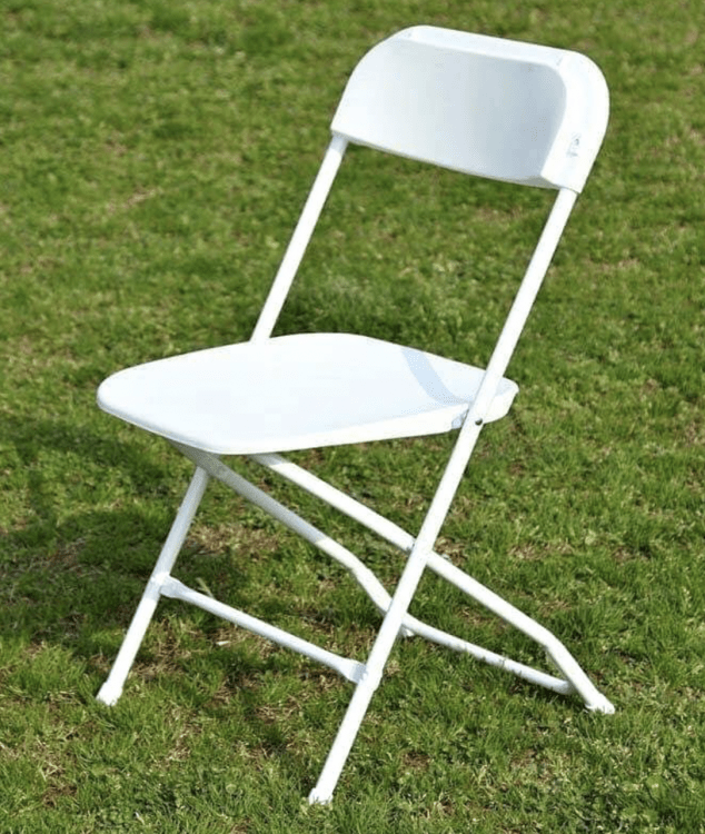 White plastic folding chair